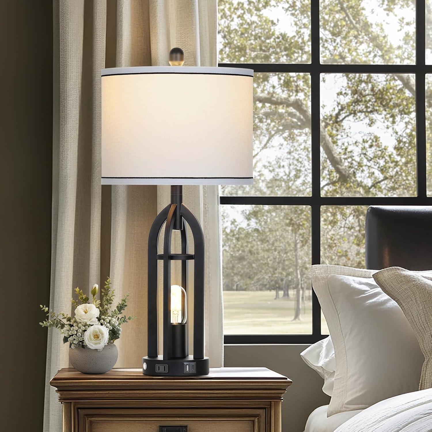 Lámpara de Mesa Industrial Cinyirong 68.58 cm USB y Toma de Corriente