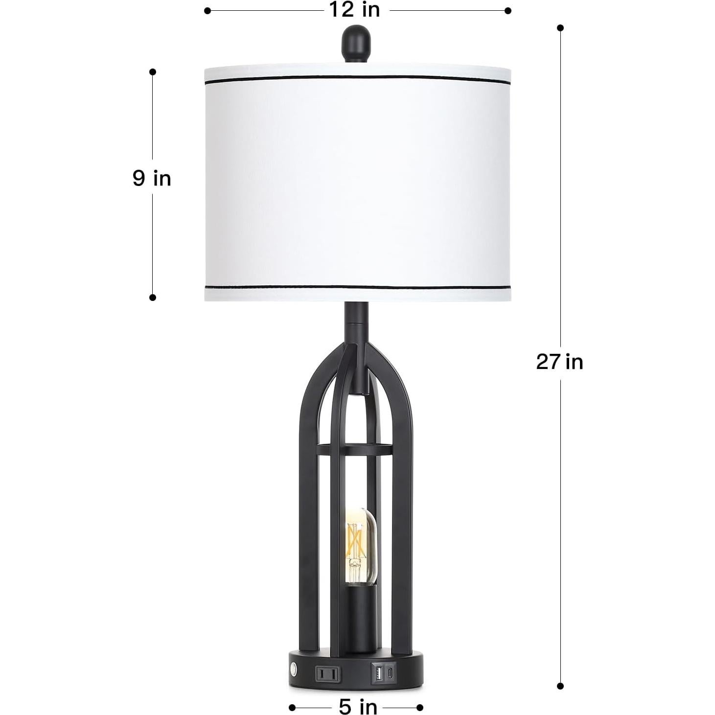 Lámpara de Mesa Industrial Cinyirong 68.58 cm USB y Toma de Corriente