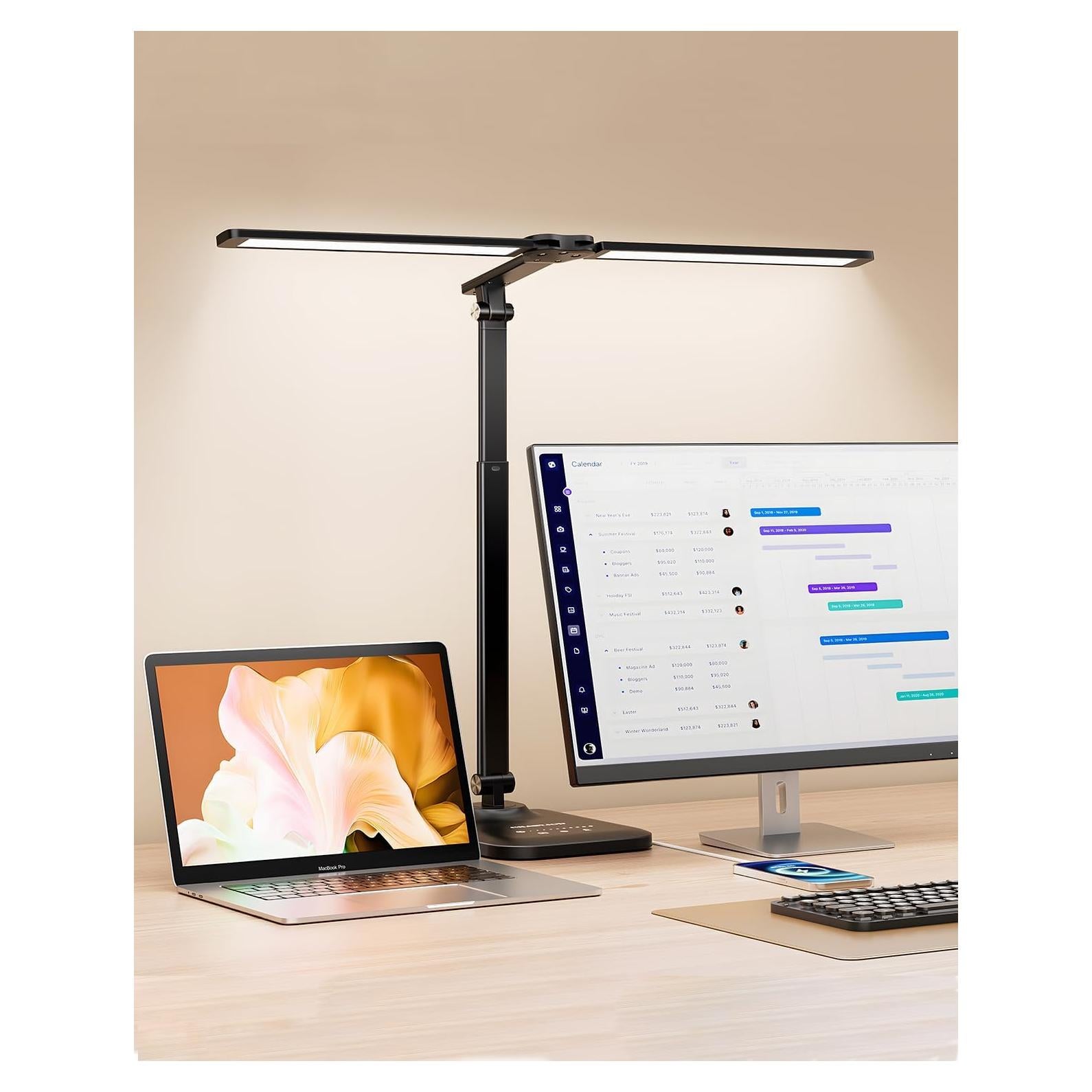 Lámpara de Escritorio LED Ajustable CHARYJOD con USB 58cm