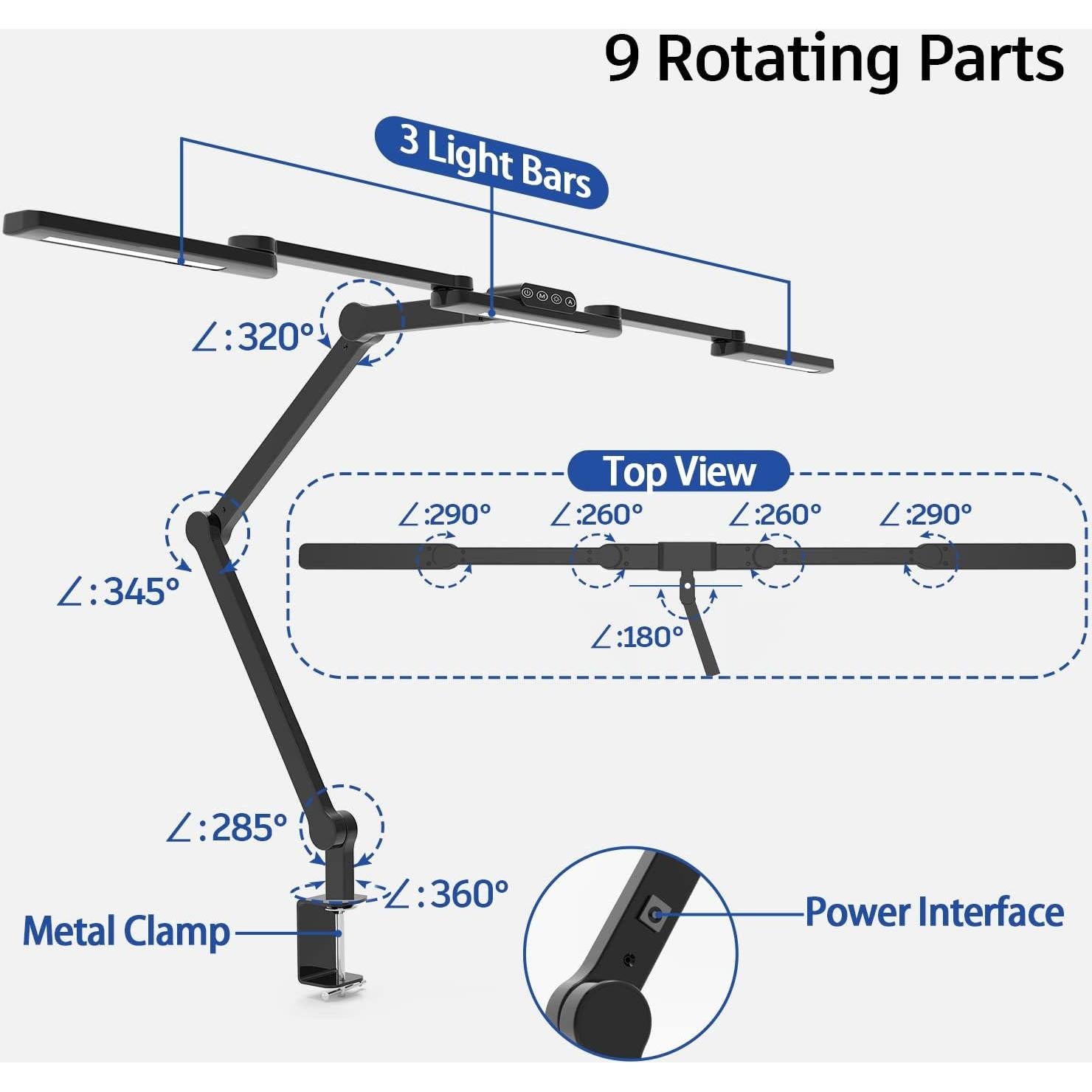 Lámpara de Escritorio LED Epabina 105.4 cm Ajustable 24W