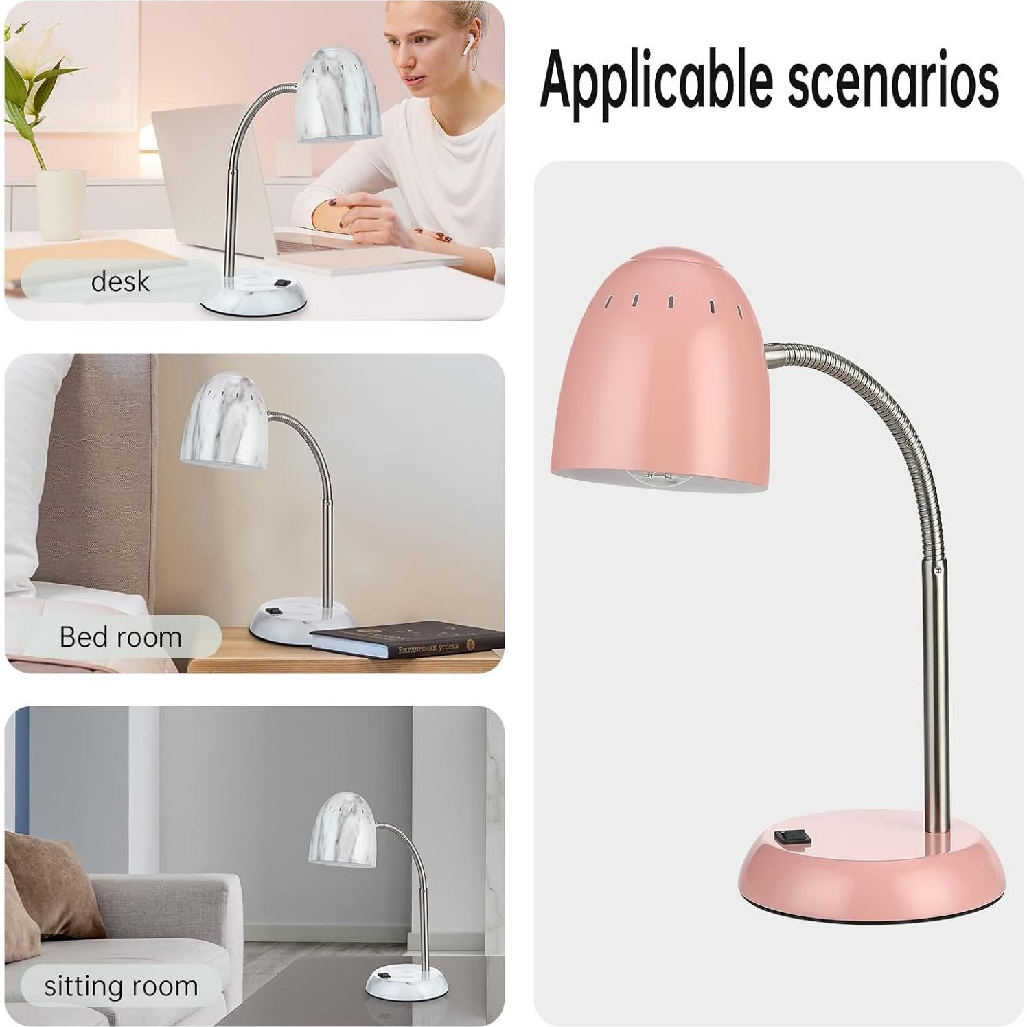 Lámpara de Escritorio CONCA Rosa E26 LED Flexible 45 cm