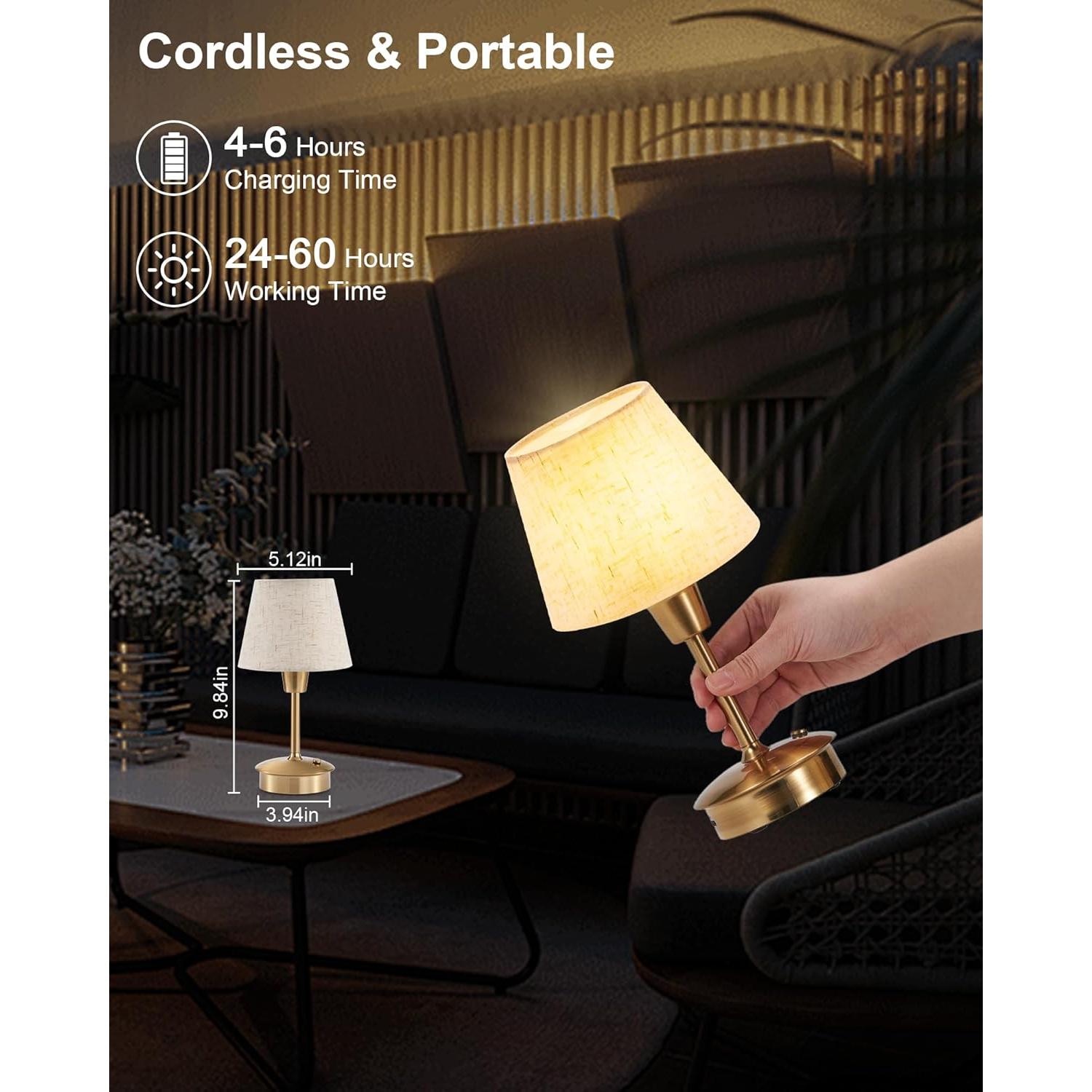 Paquete de 2 Lámparas de Mesa Inalámbricas 5200mAh Regulables