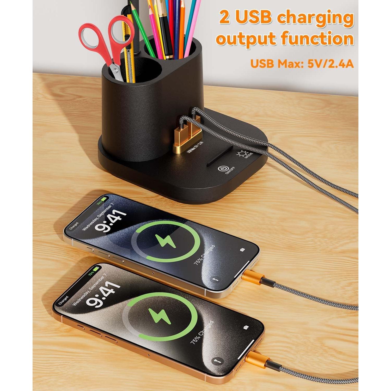 Lámpara de Escritorio LED Hifireelf T23 con 2 Puertos USB