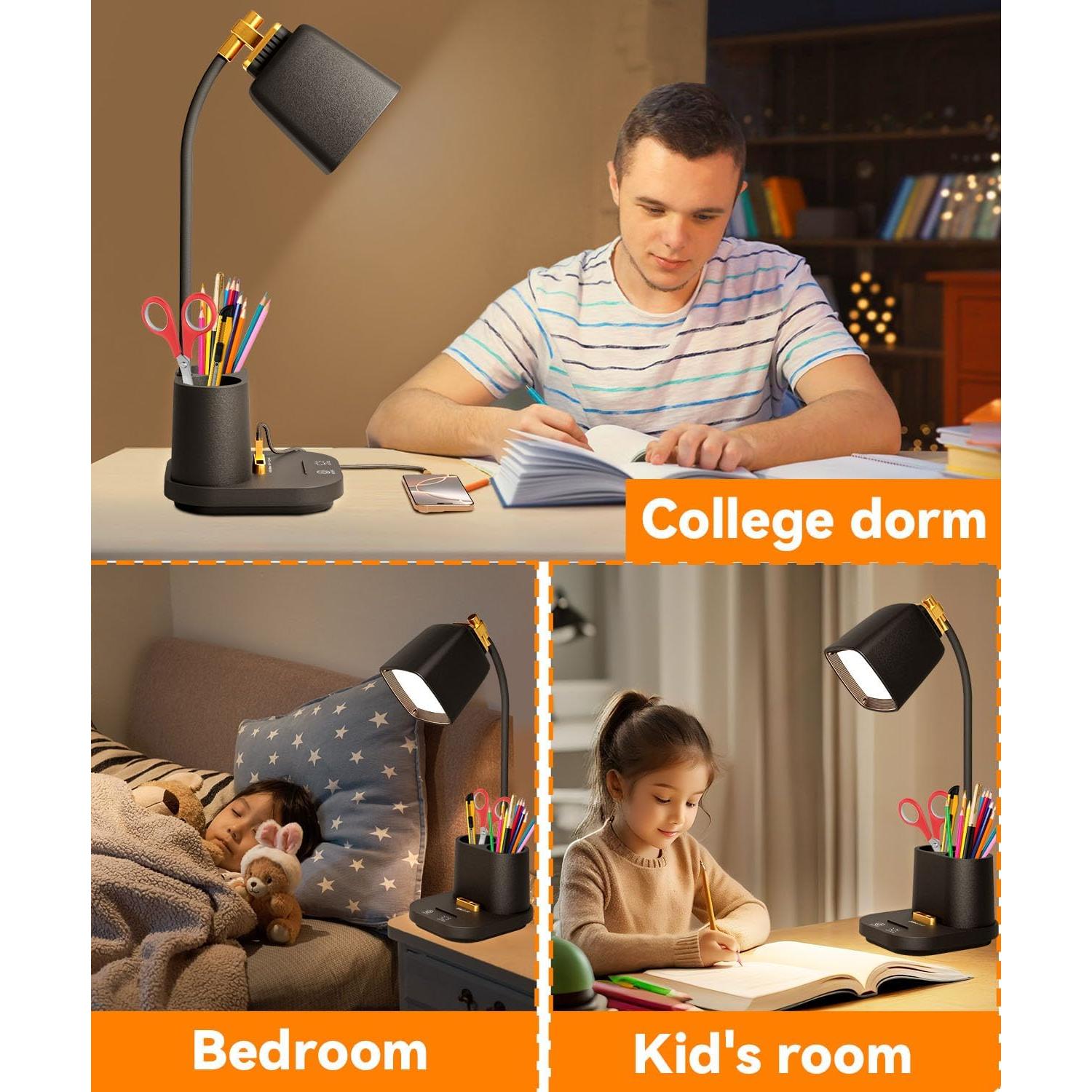 Lámpara de Escritorio LED Hifireelf T23 con 2 Puertos USB