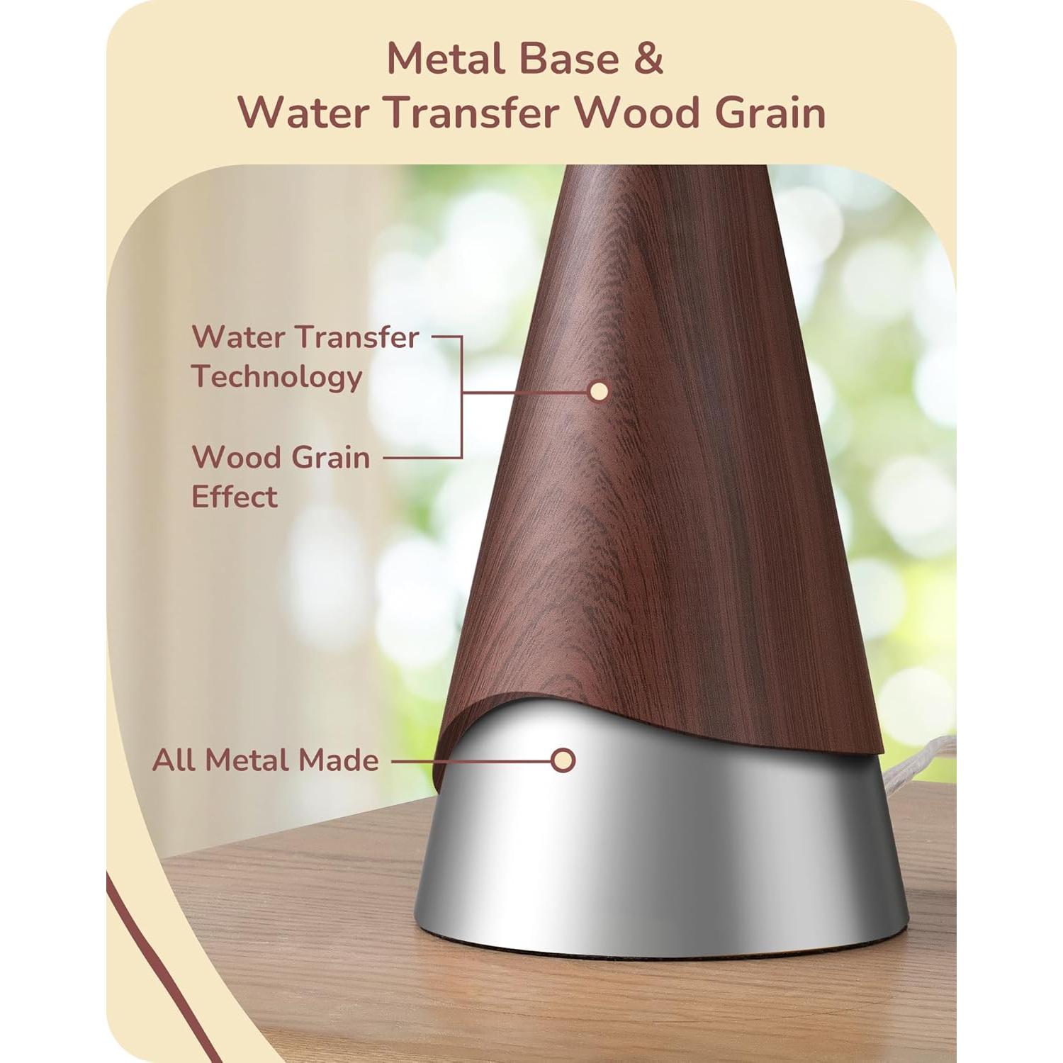 Lámpara de Mesa Boho EDISHINE 55 cm, Base de Metal y Lino Beige