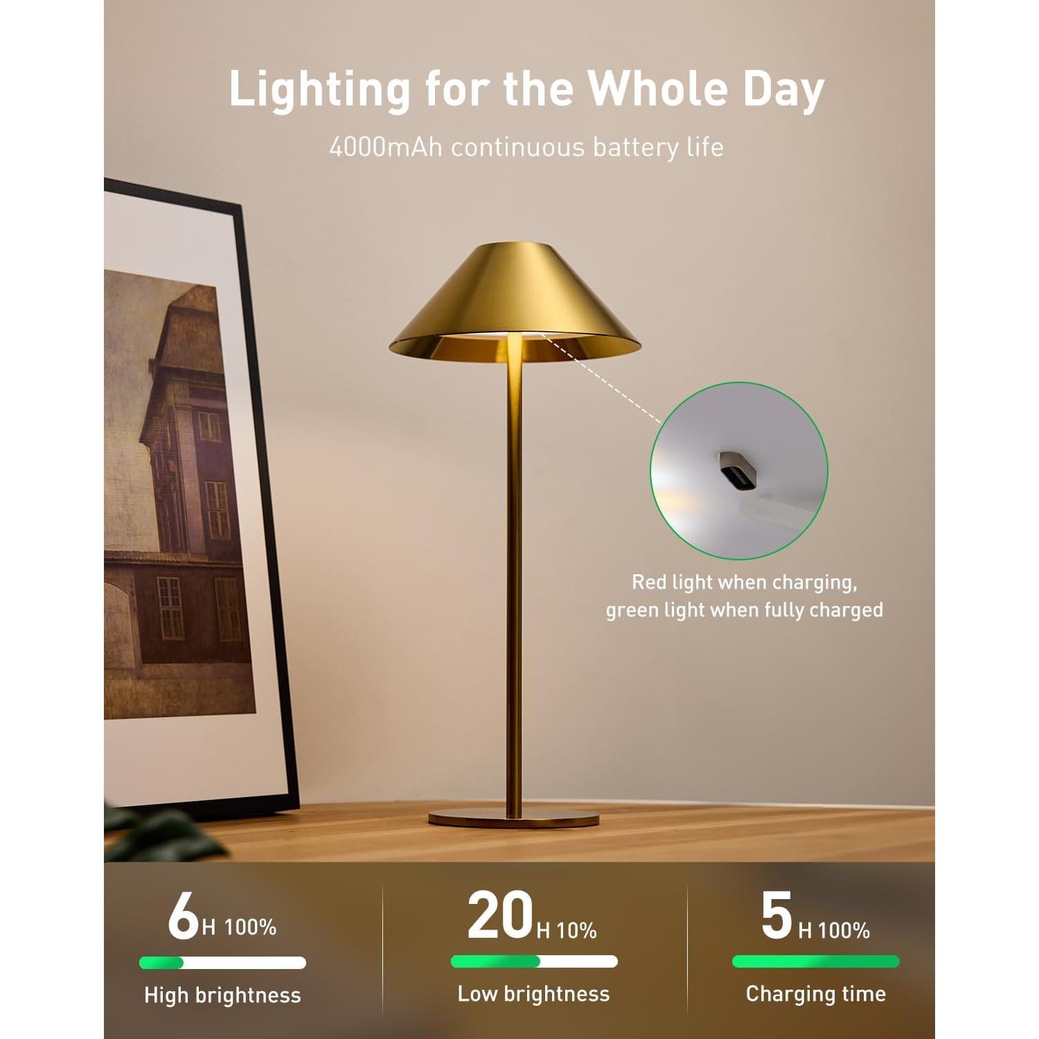 Lámpara de Mesa Inalámbrica Bojim MN-302 Recargable 35.8 cm