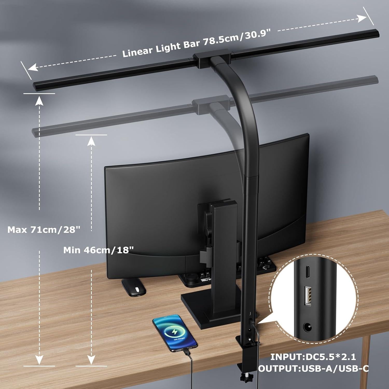 Lámpara de escritorio LED Tnight 24W con clamp regulable