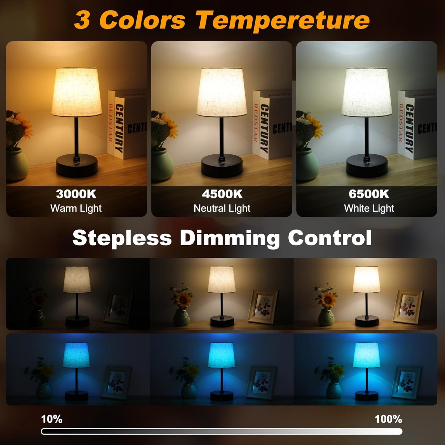 Juego de 2 lámparas de mesa Ascher 29 cm RGB con USB