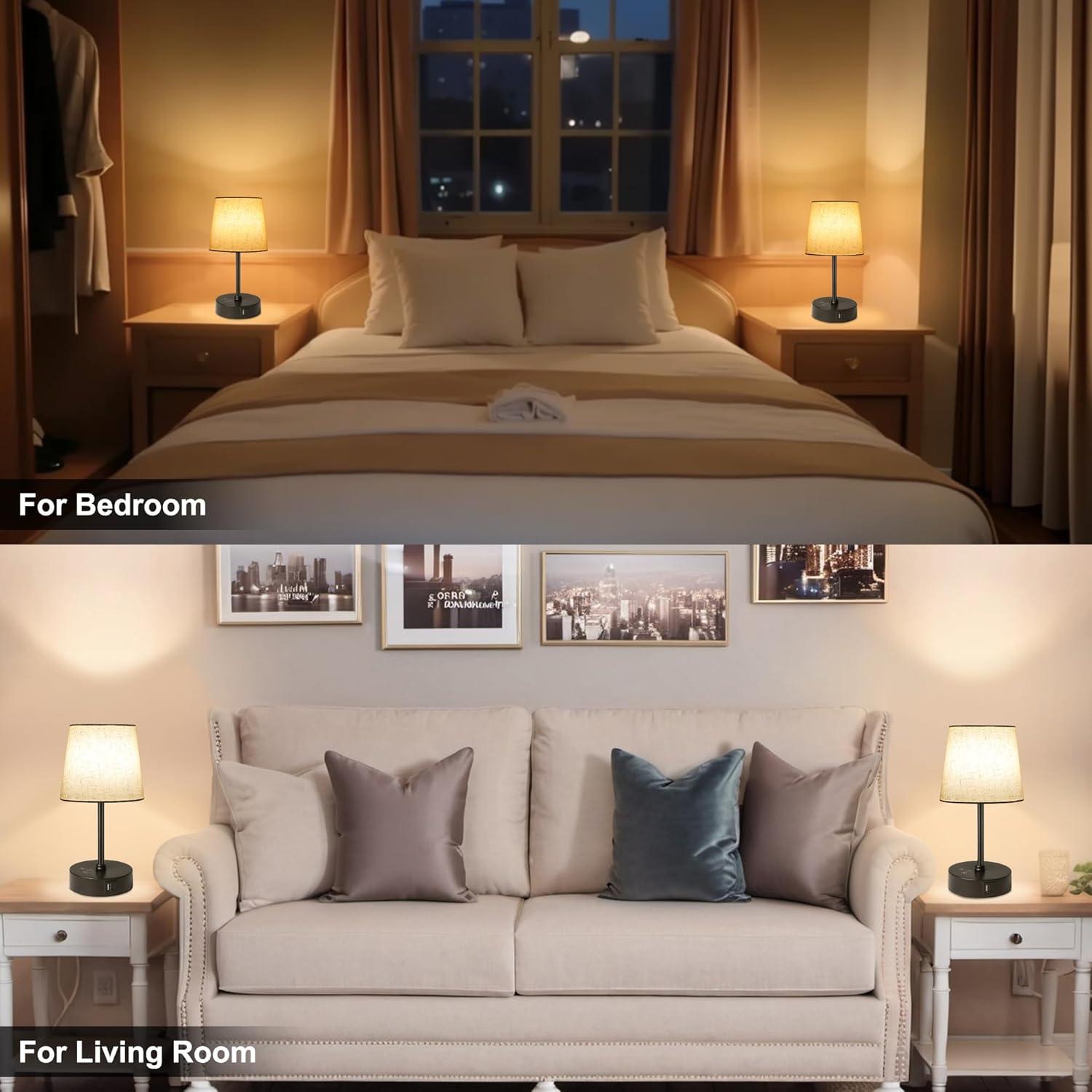 Juego de 2 lámparas de mesa Ascher 29 cm RGB con USB