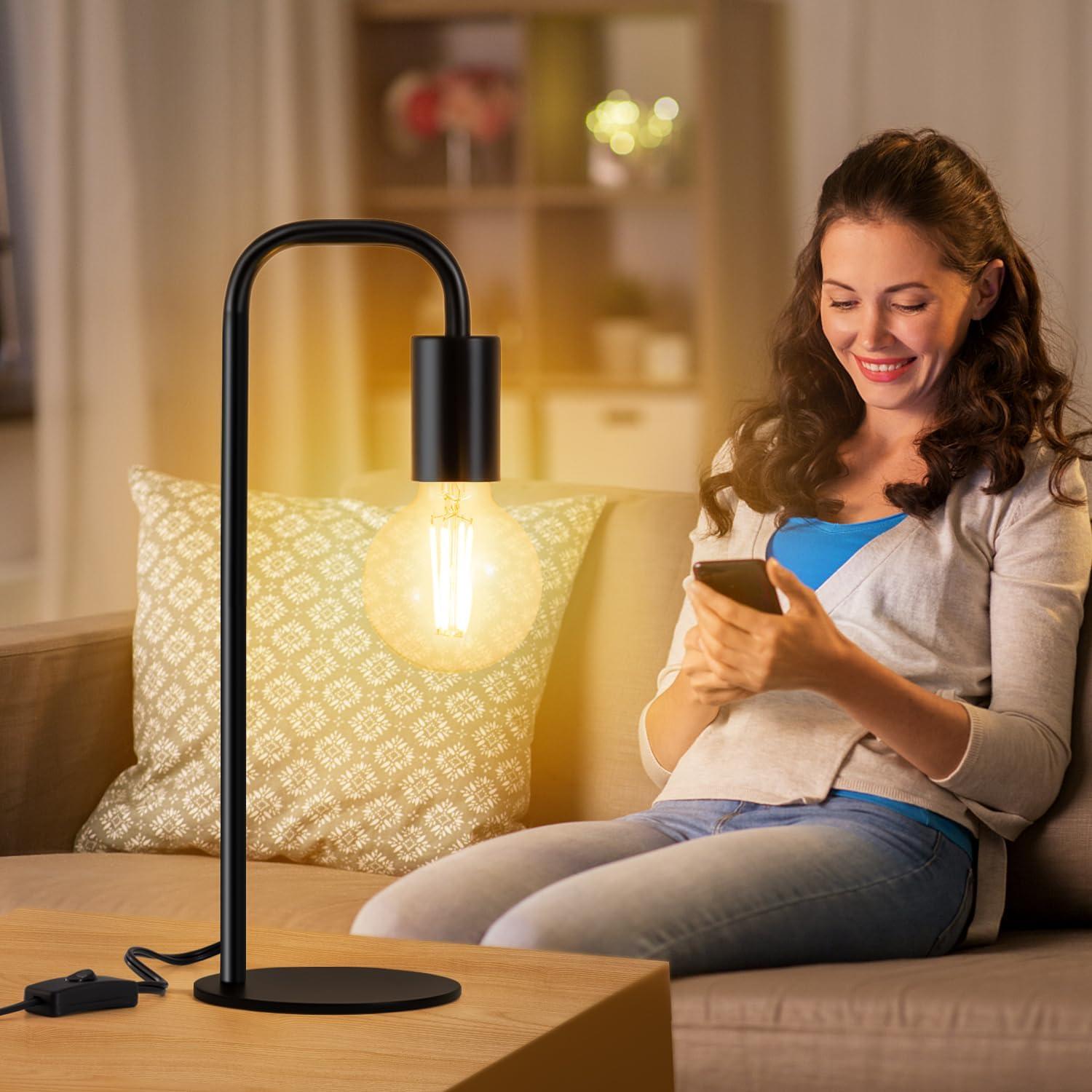 Lámpara de Mesa Industrial Iporovon E26 Negra 34cm