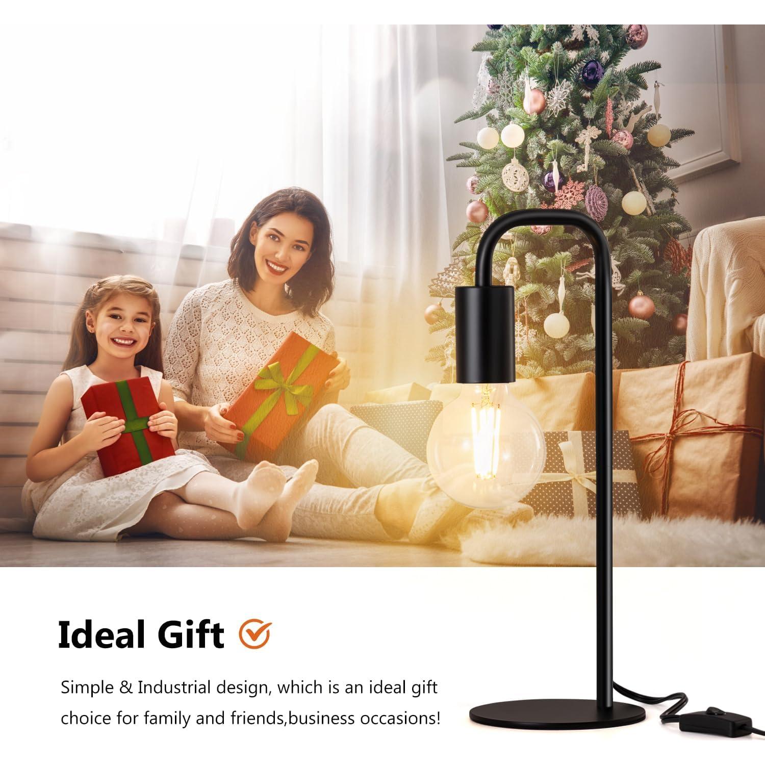 Lámpara de Mesa Industrial Iporovon E26 Negra 34cm