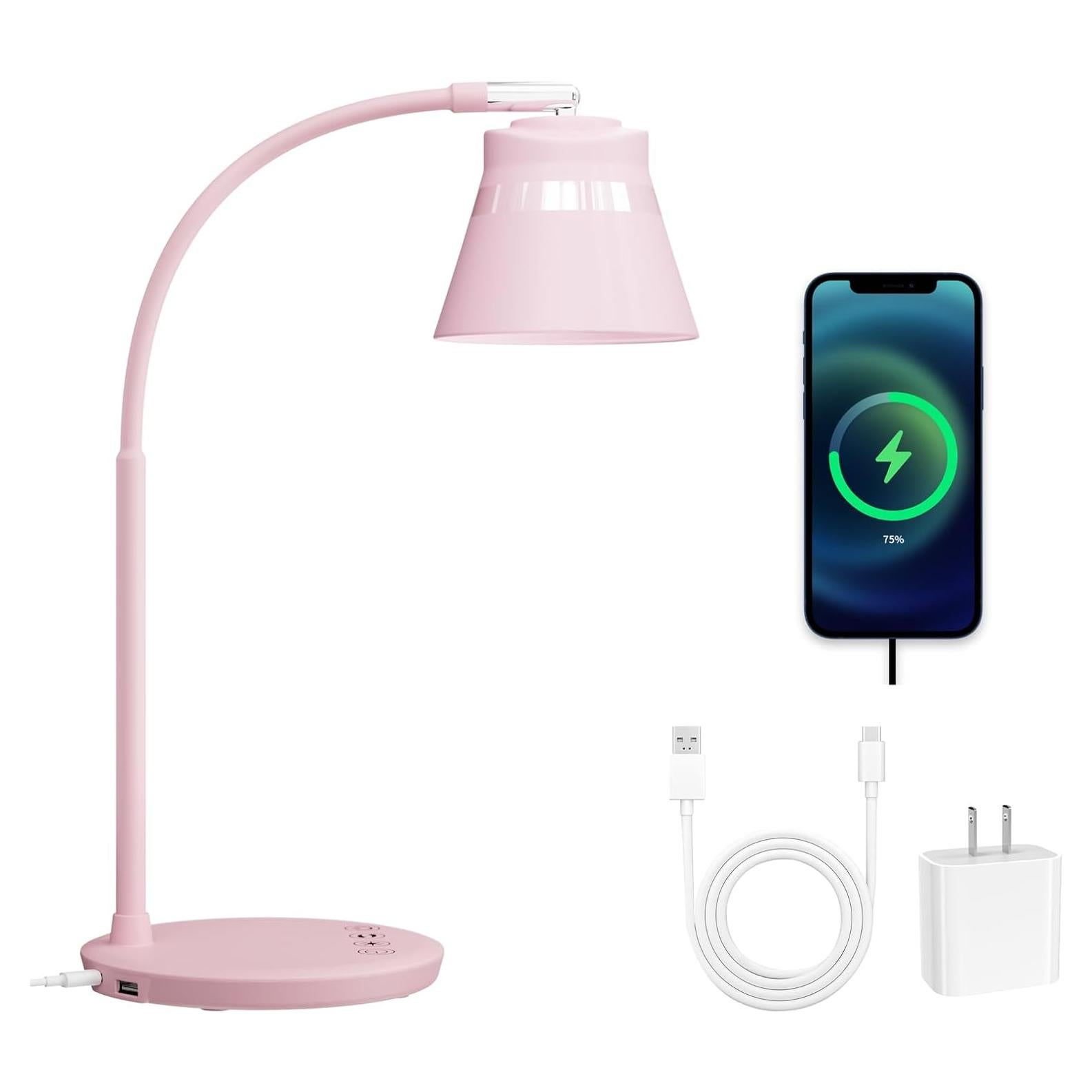 Lámpara de Escritorio LED AXX TU08 Rosa con Carga USB 650 Lúmenes