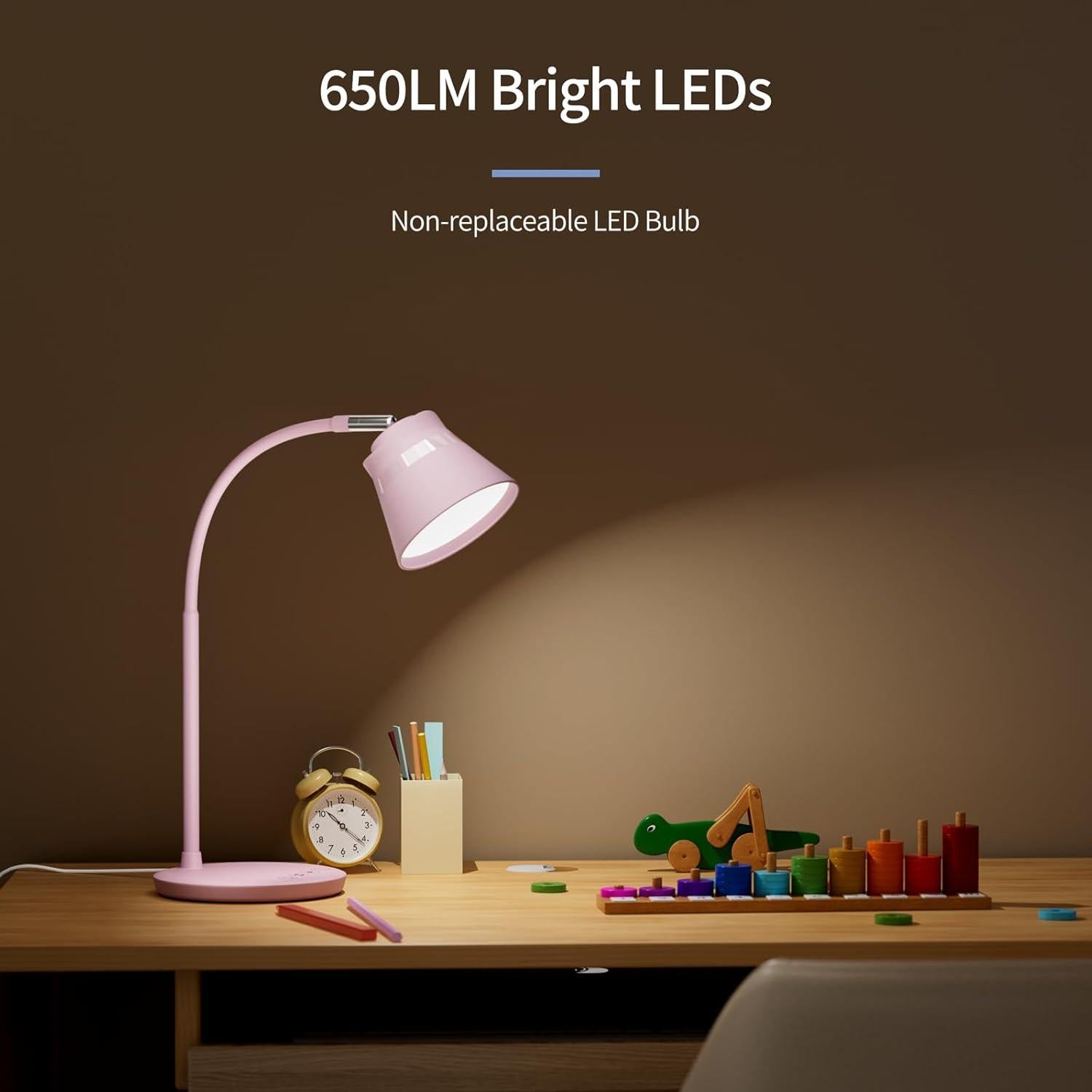 Lámpara de Escritorio LED AXX TU08 Rosa con Carga USB 650 Lúmenes