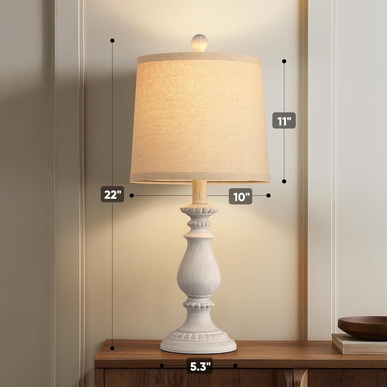 Juego de 2 Lámparas de Mesa QiMH Vintage Blanco Antiguo