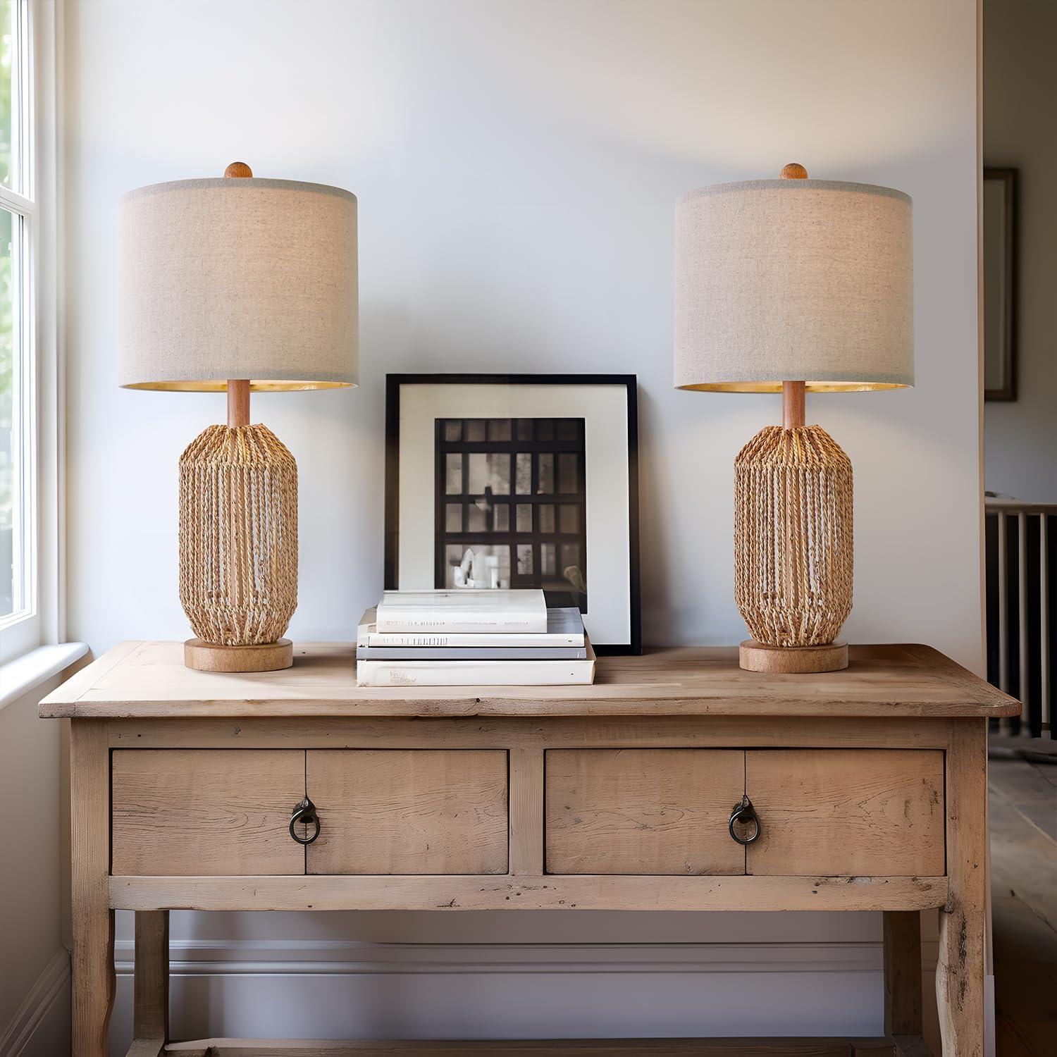 Juego de 2 Lámparas de Mesa Boho OYEARS Marrón 54.6cm