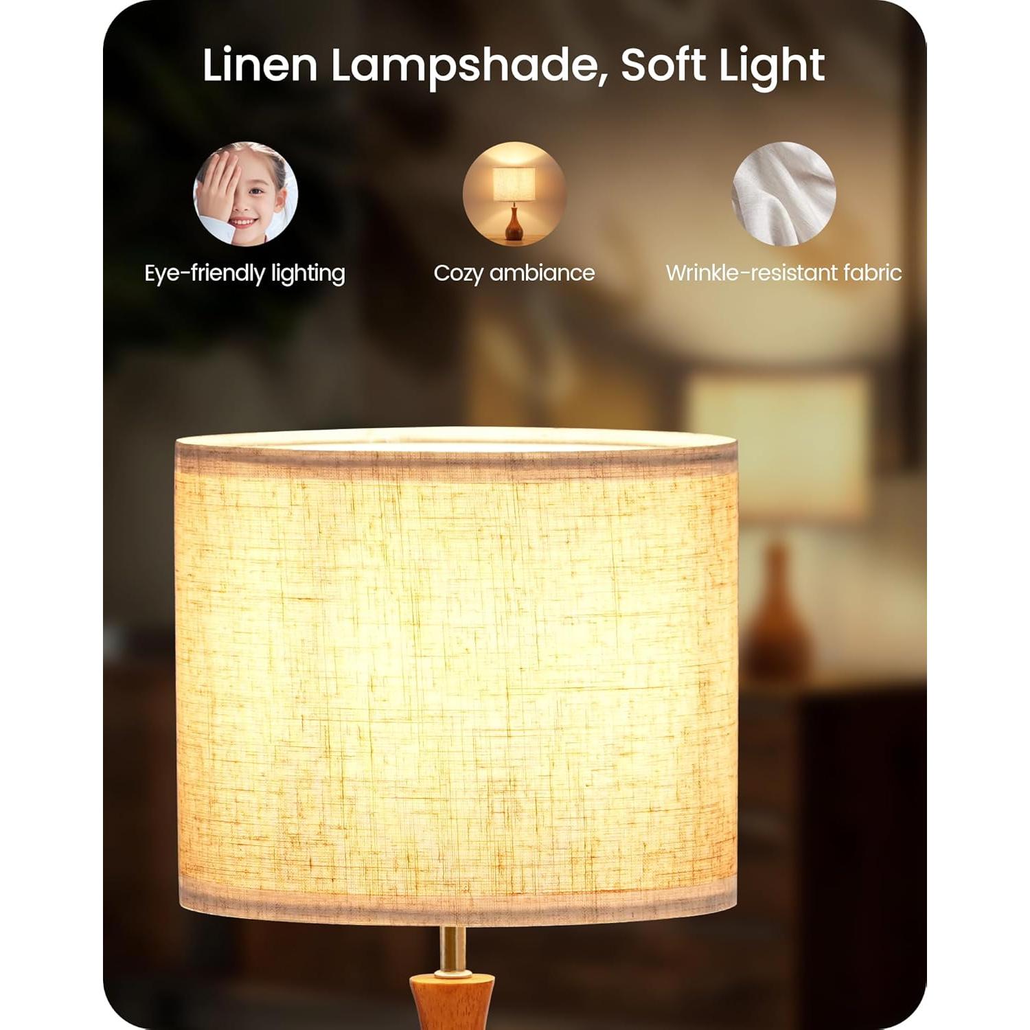 Lámpara de Mesa GOEBLESON LE09TL05 Madera Beige 35.8 cm