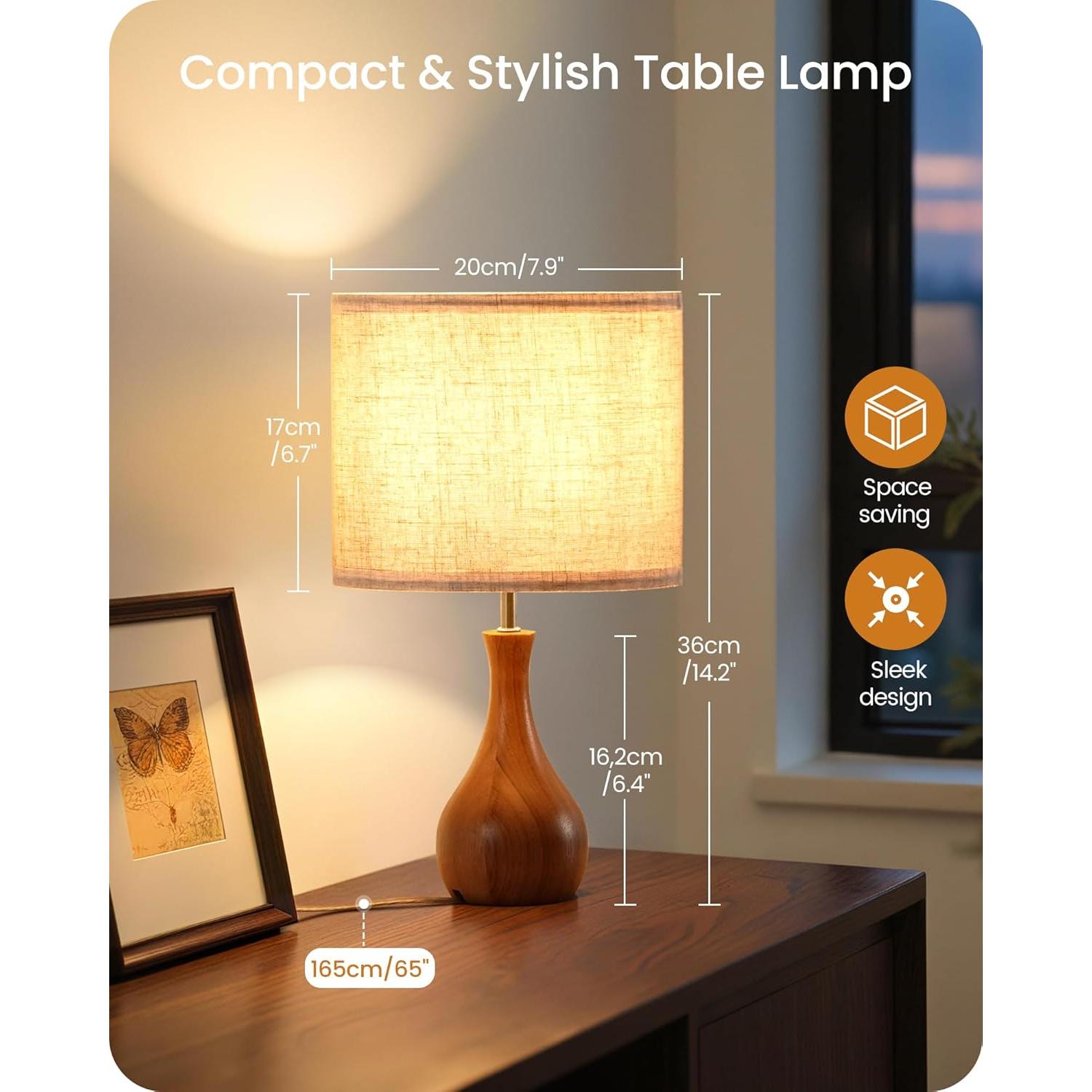 Lámpara de Mesa GOEBLESON LE09TL05 Madera Beige 35.8 cm