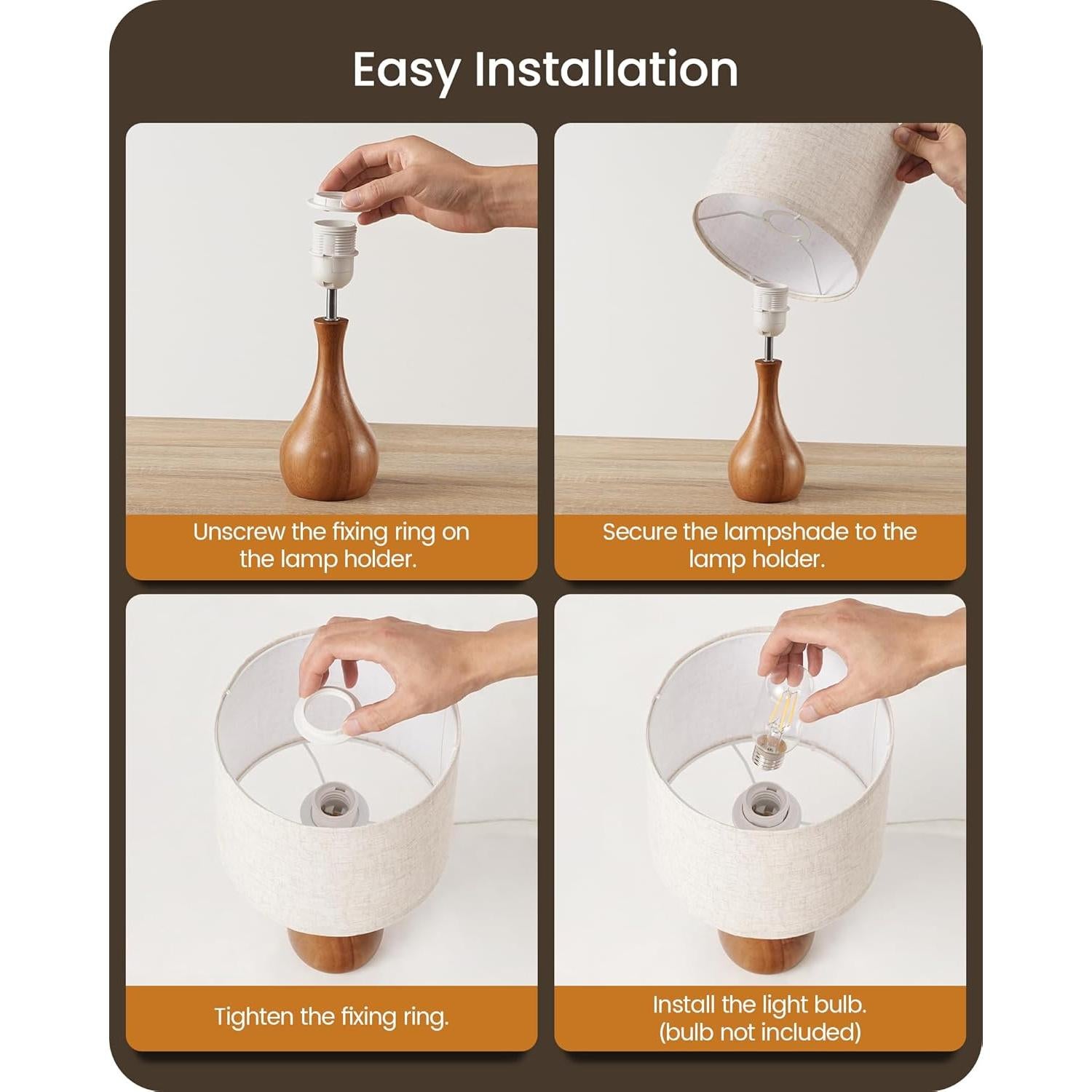 Lámpara de Mesa GOEBLESON LE09TL05 Madera Beige 35.8 cm