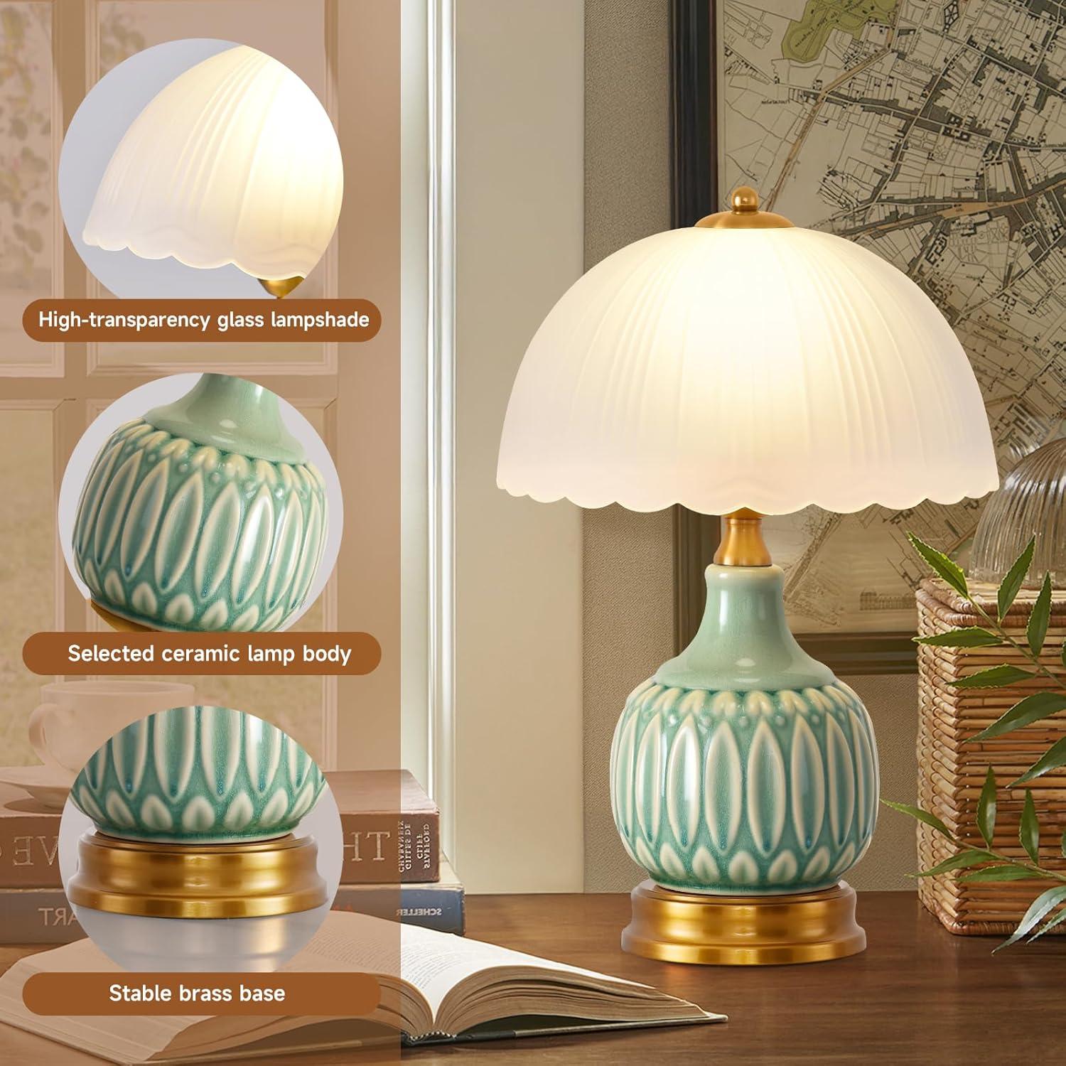 Lámpara de mesa retro cerámica 40.6 cm LED 3 colores