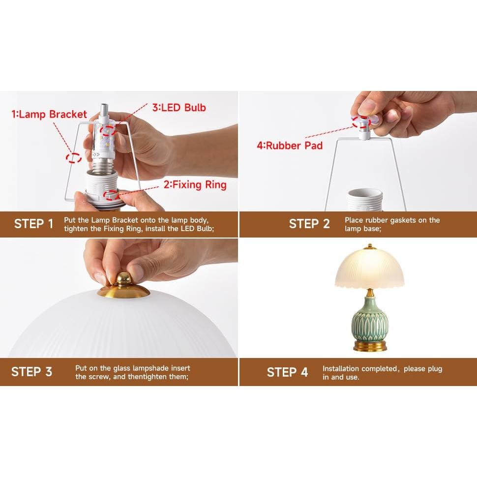 Lámpara de mesa retro cerámica 40.6 cm LED 3 colores