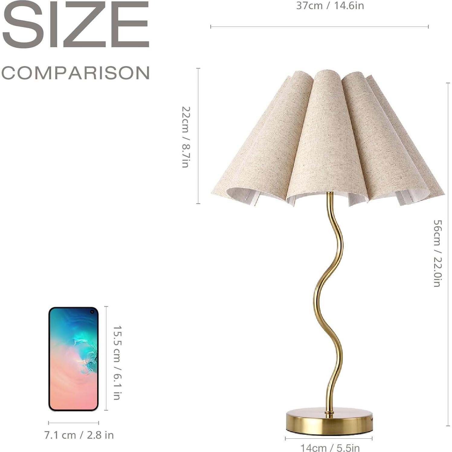 Lámpara de Mesa KUNJOULAM Pequeña 56 cm Pantalla Paraguas