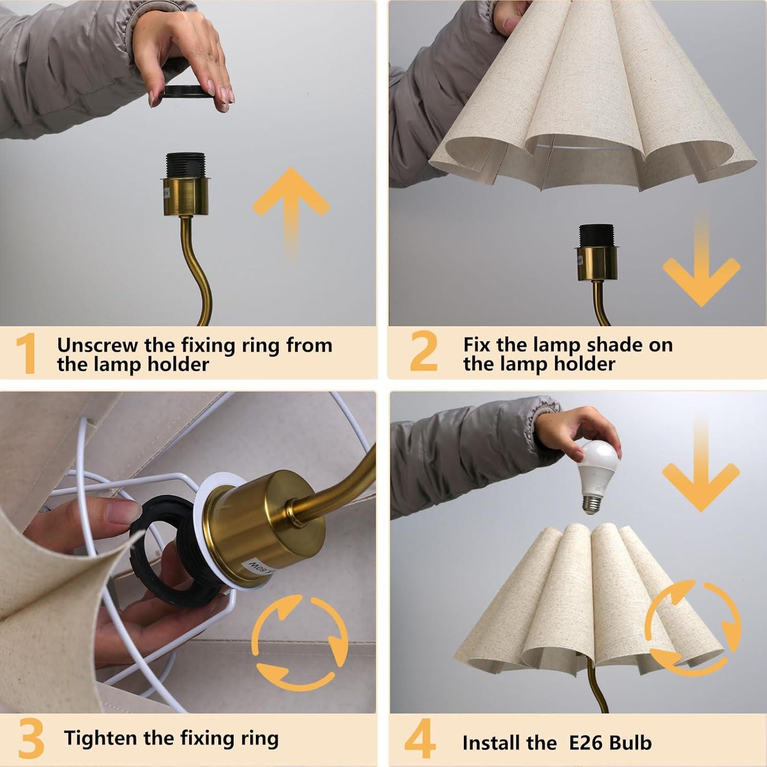 Lámpara de Mesa KUNJOULAM Pequeña 56 cm Pantalla Paraguas