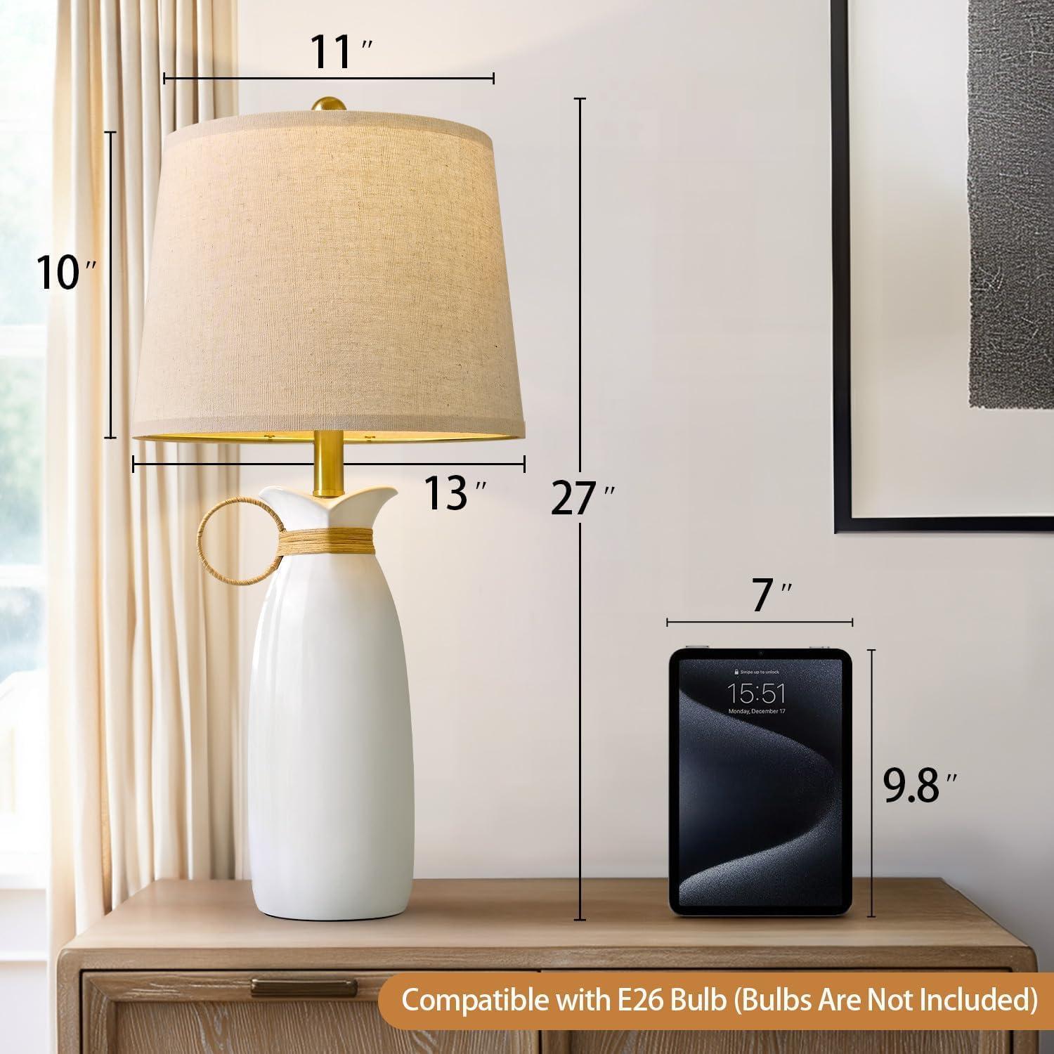 Lámpara de Mesa Cerámica Blanca PORTRES 68.5cm Moderna