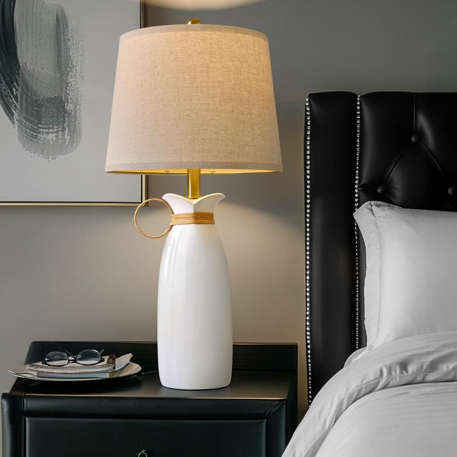 Lámpara de Mesa Cerámica Blanca PORTRES 68.5cm Moderna