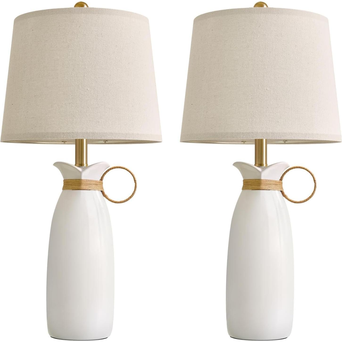 Lámpara de Mesa Cerámica Blanca PORTRES 68.5cm Moderna