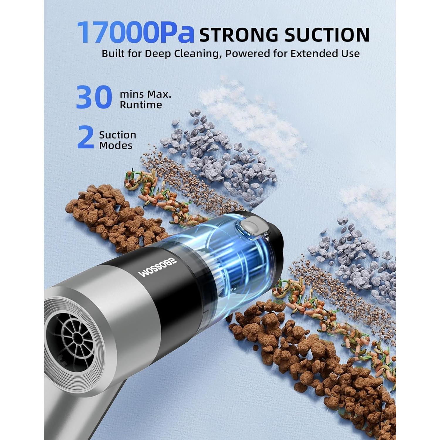 Aspiradora de Coche Portátil EBOSSOM V9 Ultra 4 en 1 17000Pa