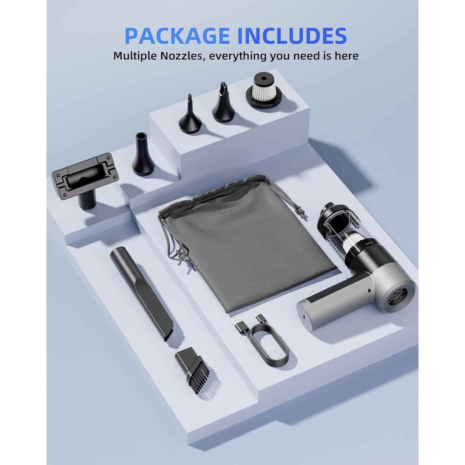 Aspiradora de Coche Portátil EBOSSOM V9 Ultra 4 en 1 17000Pa