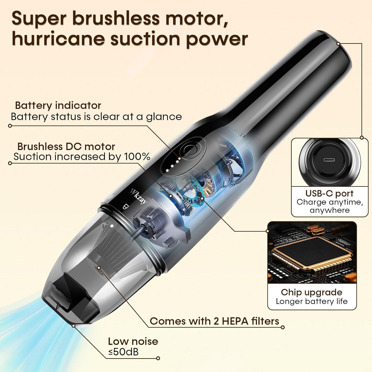 Aspiradora de Mano Inalámbrica Wkzay DW198 16000 Pa HEPA
