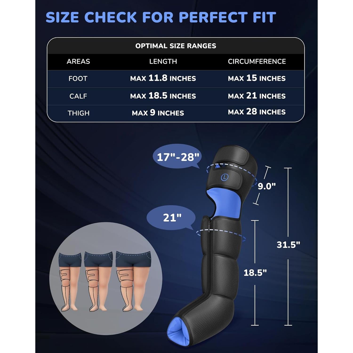 Masajeador de Piernas MUSUGY con Calor y Compresión - 6 Modos