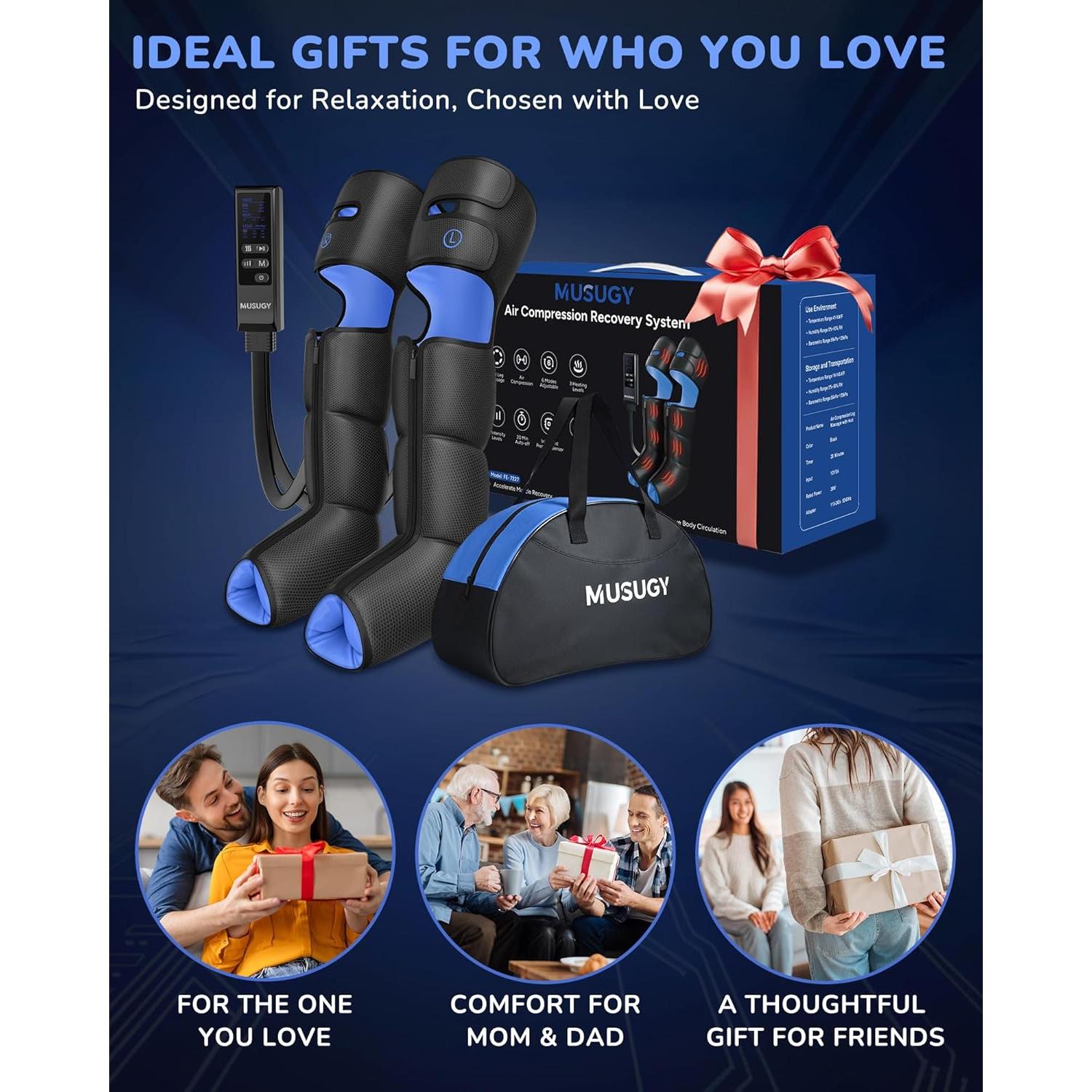 Masajeador de Piernas MUSUGY con Calor y Compresión - 6 Modos