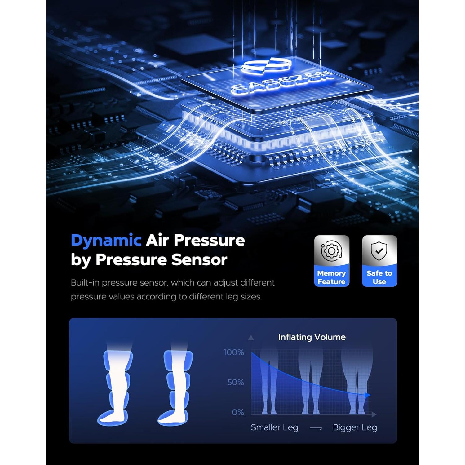 Masajeador de Compresión de Piernas EaseZen FE-7204B 6 Modos