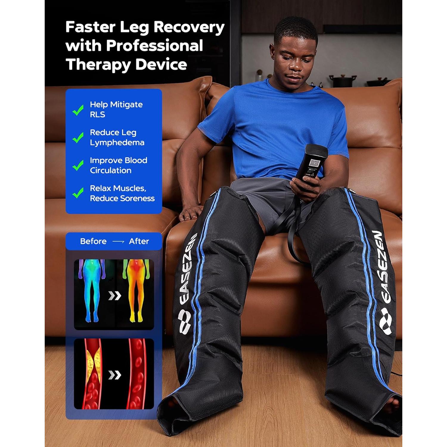 Masajeador de Compresión de Piernas EaseZen FE-7204B 6 Modos