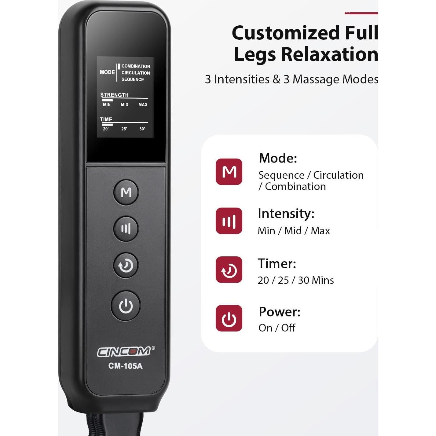 Masajeador de Piernas CINCOM CM-105A para Circulación y Alivio