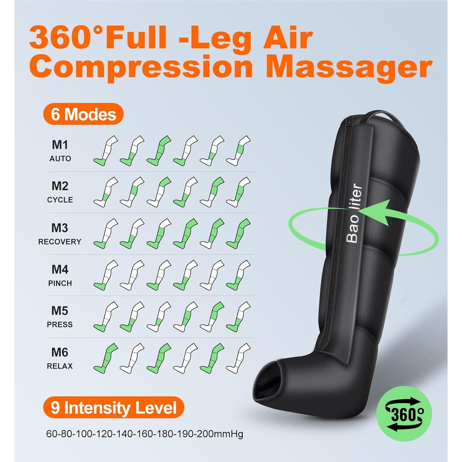 Masajeador de Piernas Bao Liter FE-7204B Compresión Aire 4D