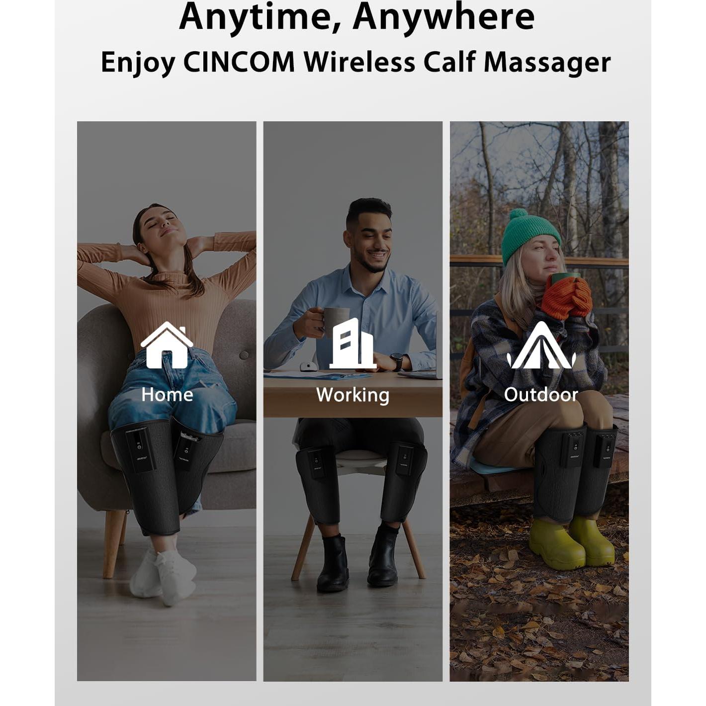 Masajeador de Piernas CINCOM Inalámbrico con Calor y Compresión