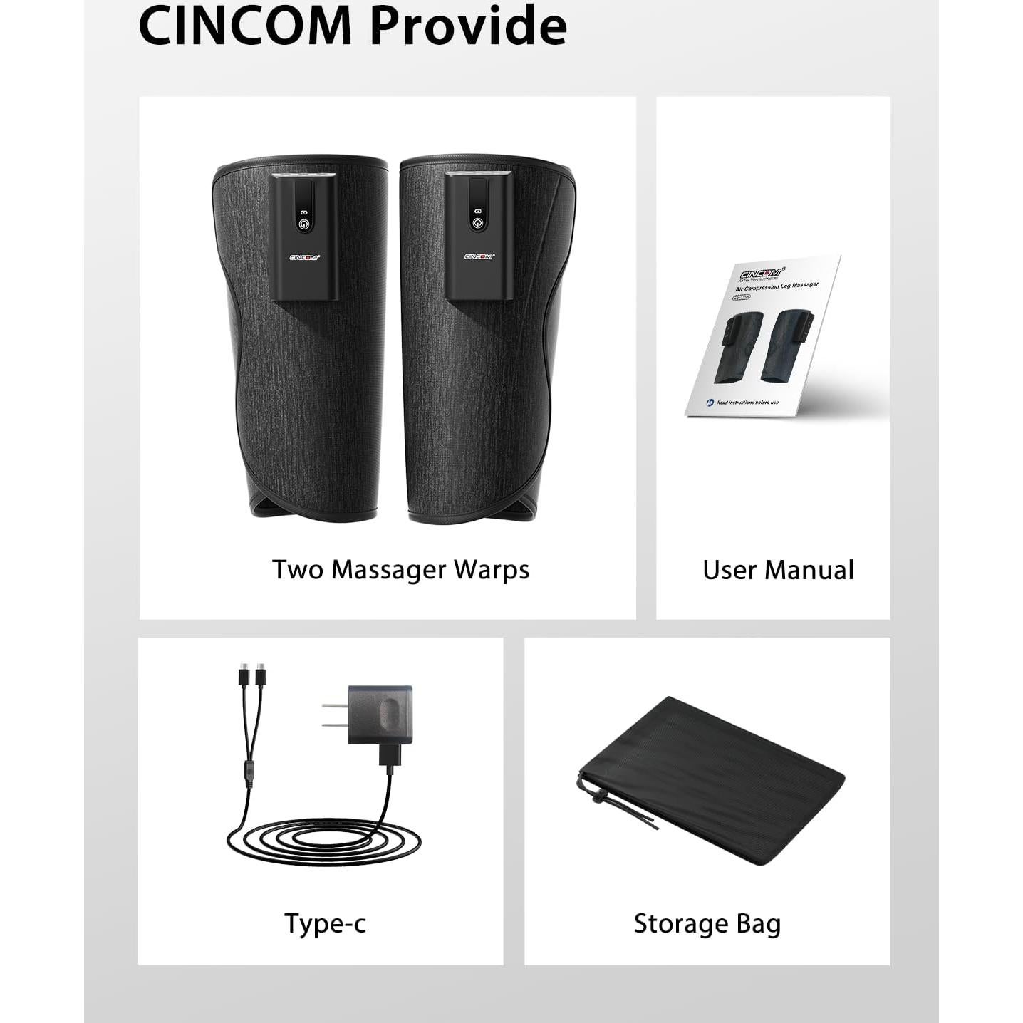 Masajeador de Piernas CINCOM Inalámbrico con Calor y Compresión