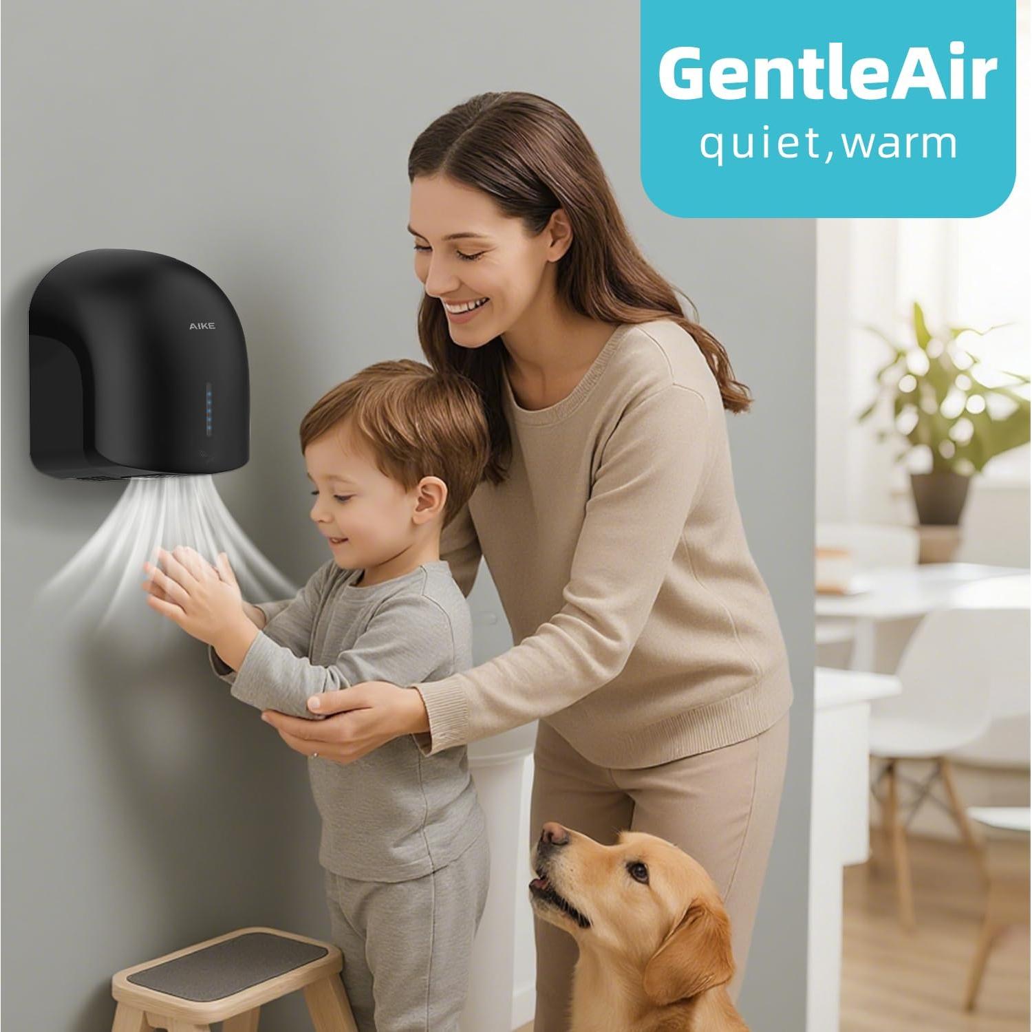 Secador de Manos AIKE AK2637 Templado Bajo Ruido 1500W Negro