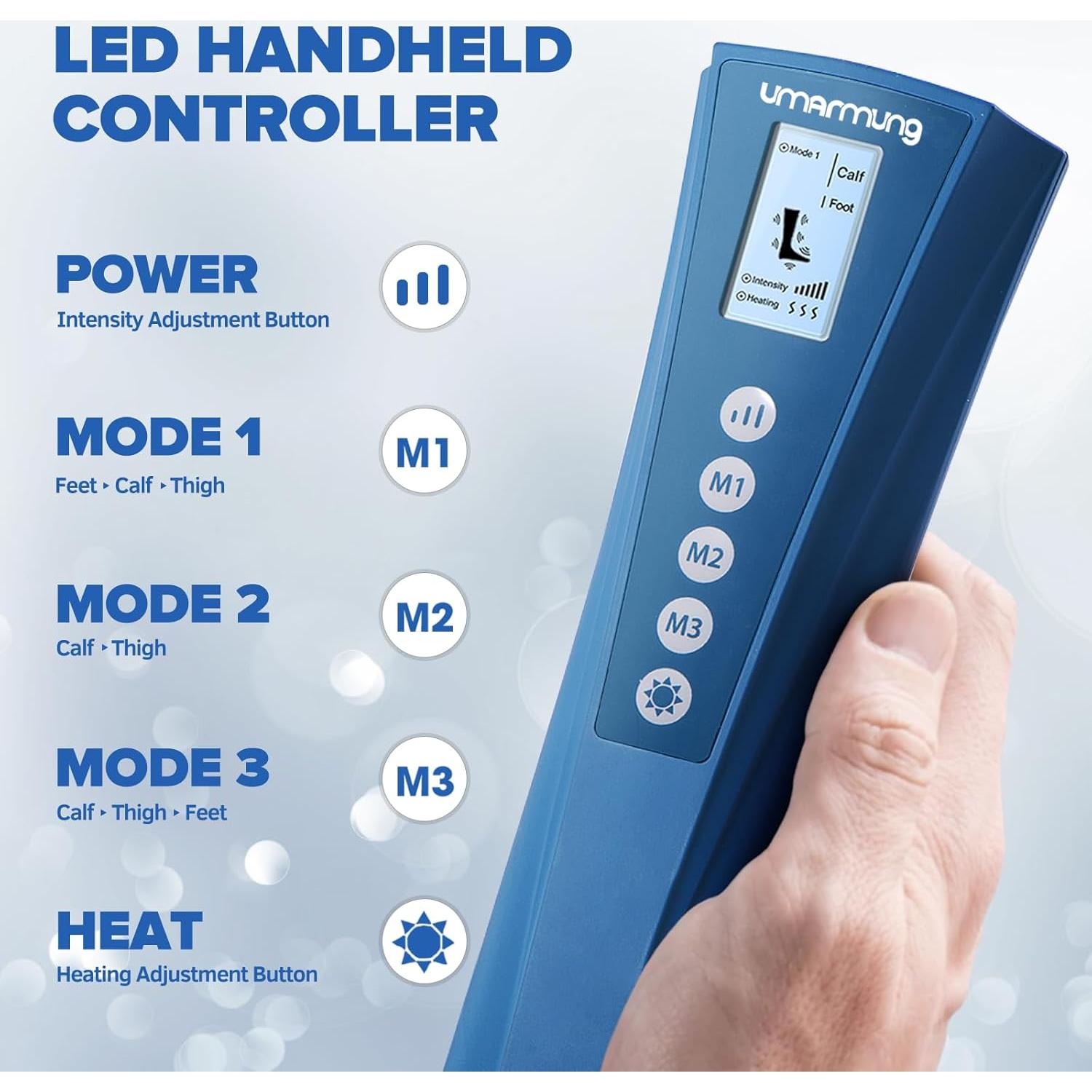 Masajeador de Piernas UMARMUNG con Calor y Compresión Ajustable