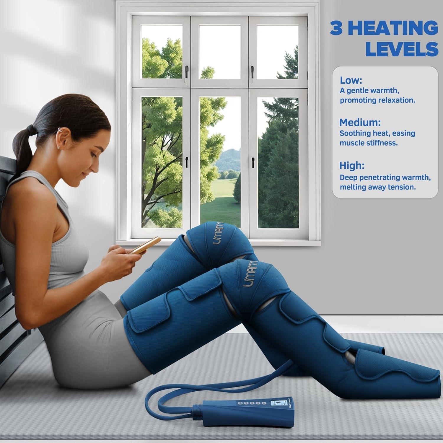 Masajeador de Piernas UMARMUNG con Calor y Compresión Ajustable