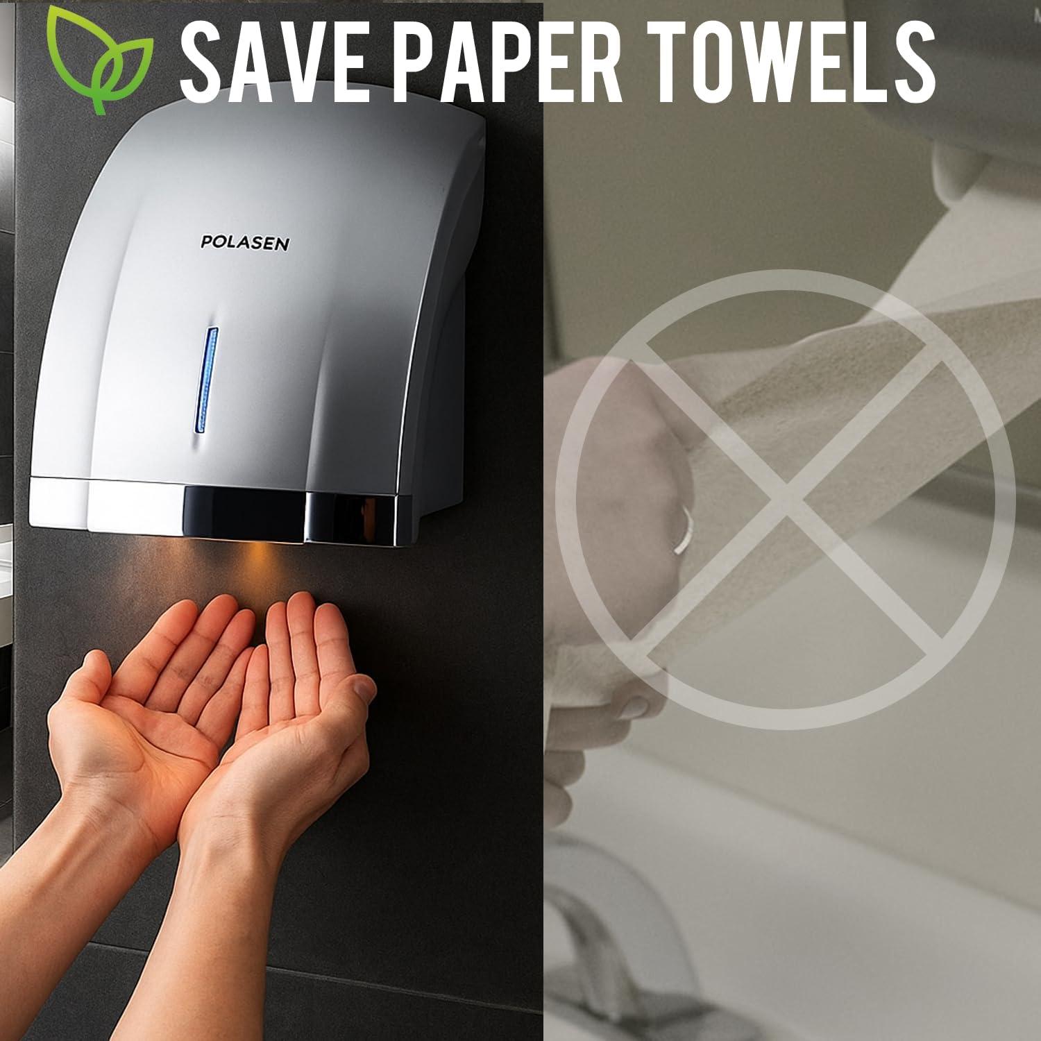 Secador de Manos Automático Polasen A1003 Plata 1800W 2.04kg