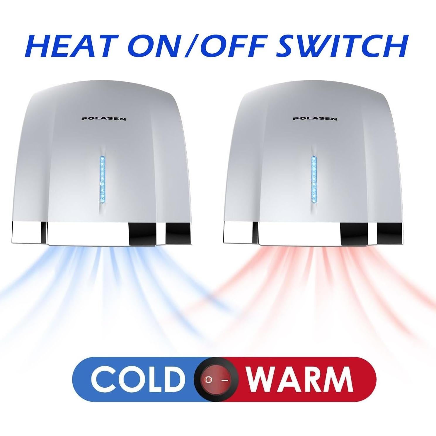 Secador de Manos Automático Polasen A1003 Plata 1800W 2.04kg