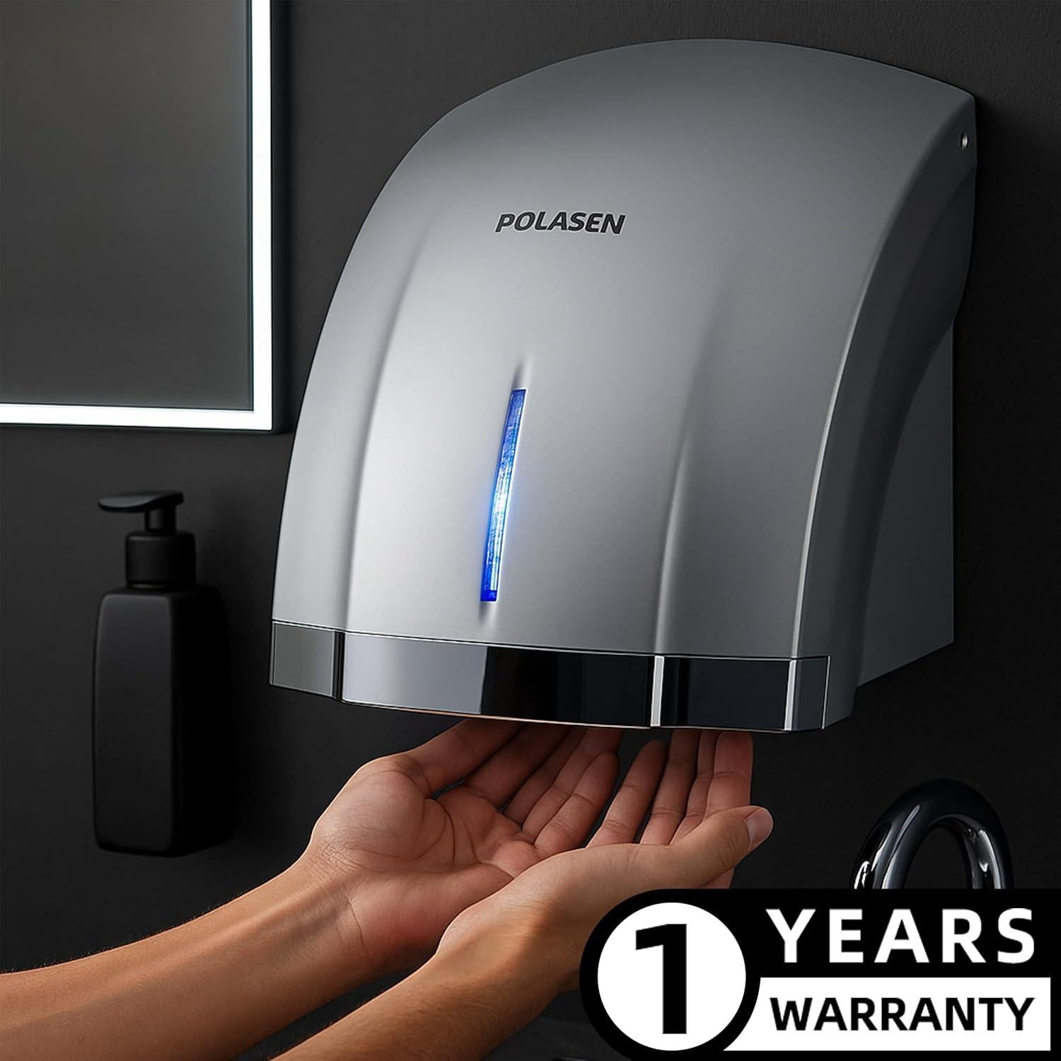 Secador de Manos Automático Polasen A1003 Plata 1800W 2.04kg