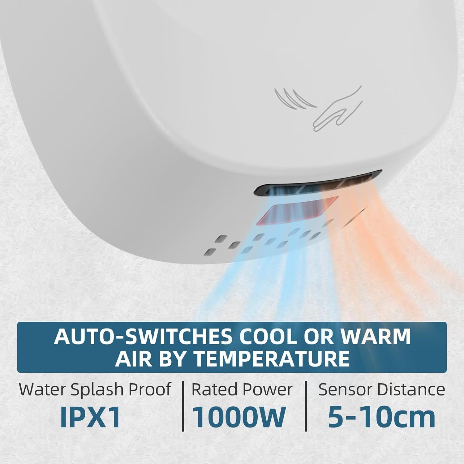 Secador de manos eléctrico Virellionixis 1000W sin contacto blanco