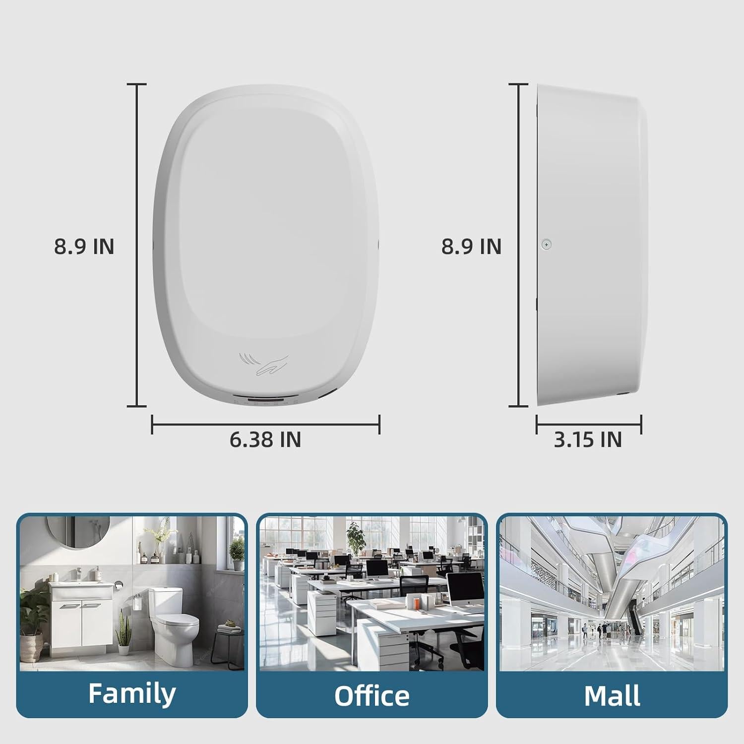 Secador de manos eléctrico Virellionixis 1000W sin contacto blanco