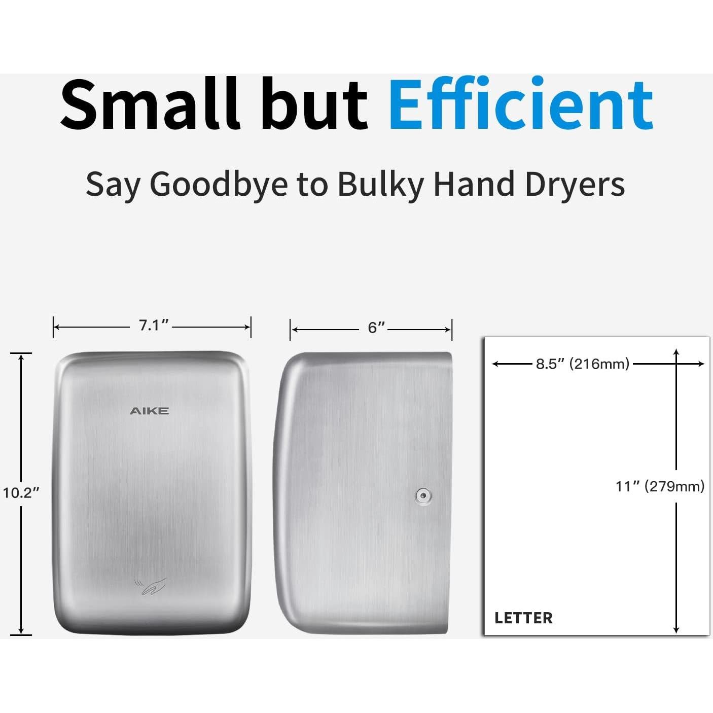 Secador de manos AIKE AK2803D 1350W Acero Inoxidable Compacto