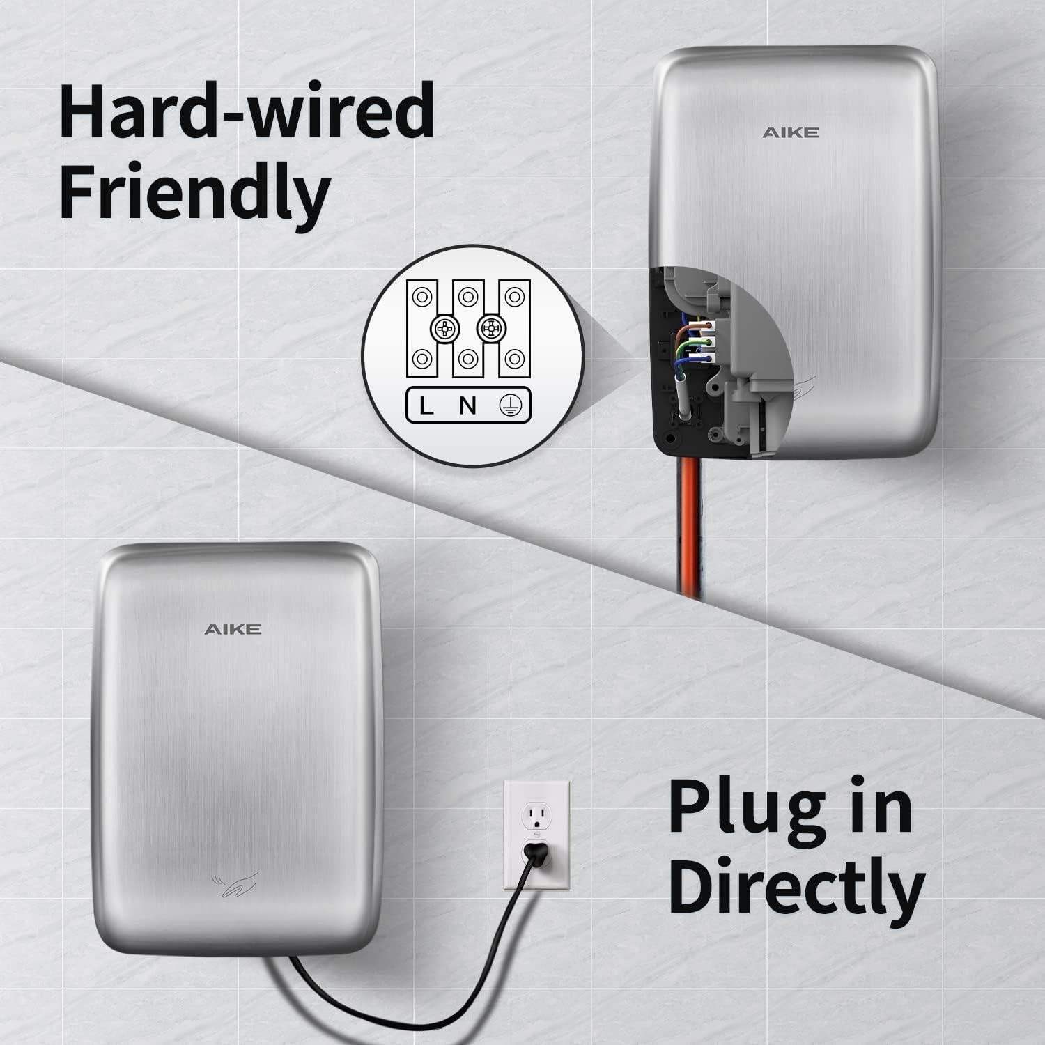 Secador de manos AIKE AK2803D 1350W Acero Inoxidable Compacto